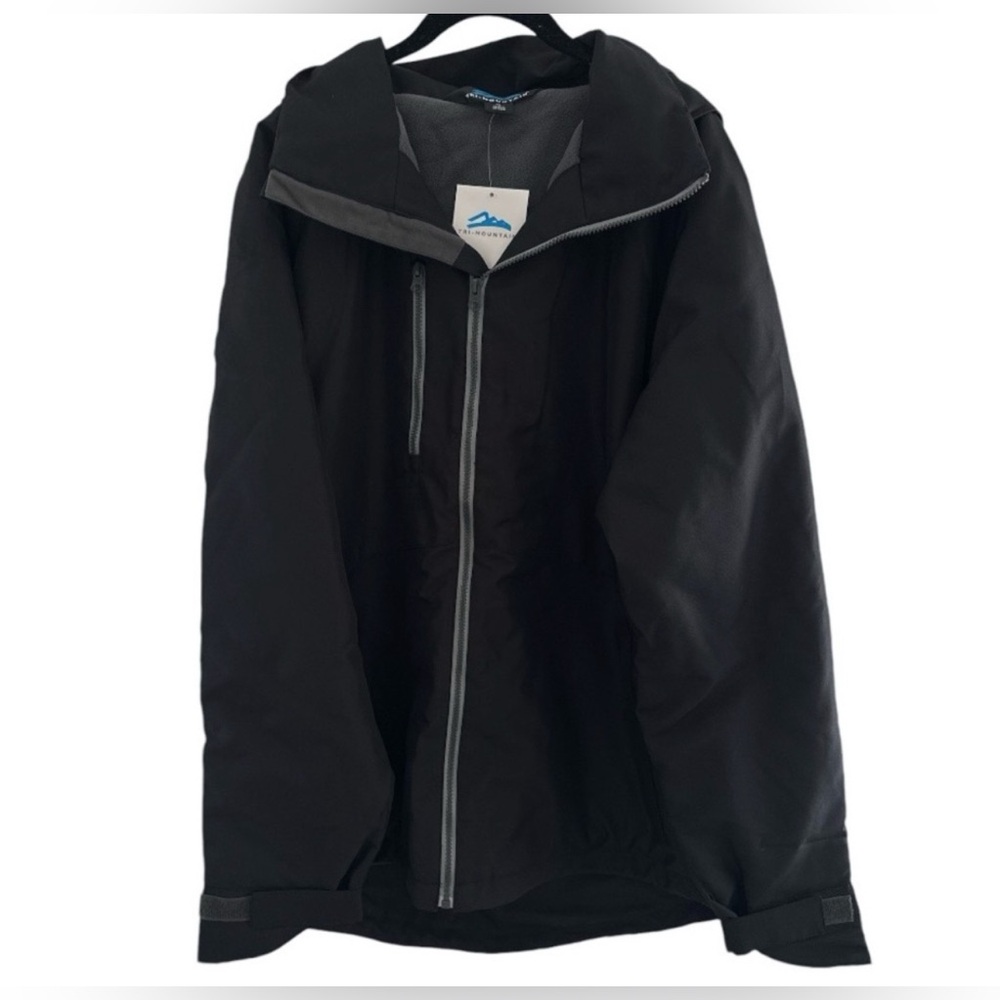 Tri-Mountain black Windbreaker-Water Resistant hooded jacket men’s size XL NWT